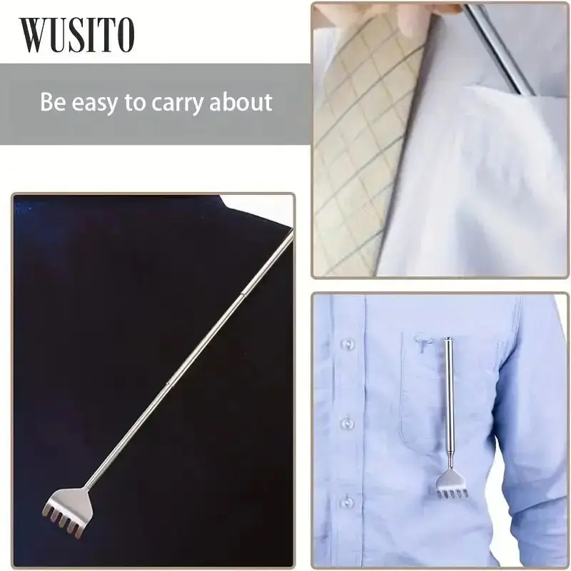 สแตนเลสปากกา Retractable Tickle,เหล็กกลับ Scratcher,แบบพกพา Telescopic Tickle นวด,ปรับ Anti-Itch Claw,Tic