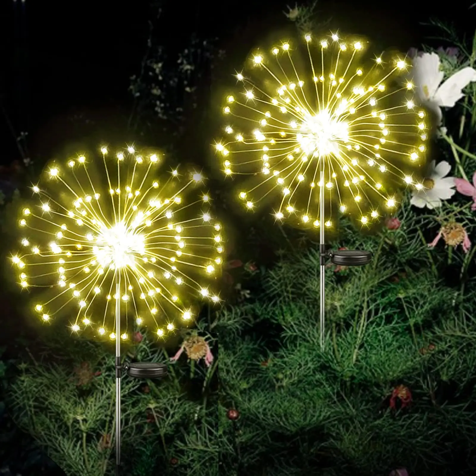 Luz LED Solar de fuegos artificiales para exteriores, guirnalda de hadas Solar impermeable para caminos de césped y jardín, decoración para fiesta de boda, 150/120/90