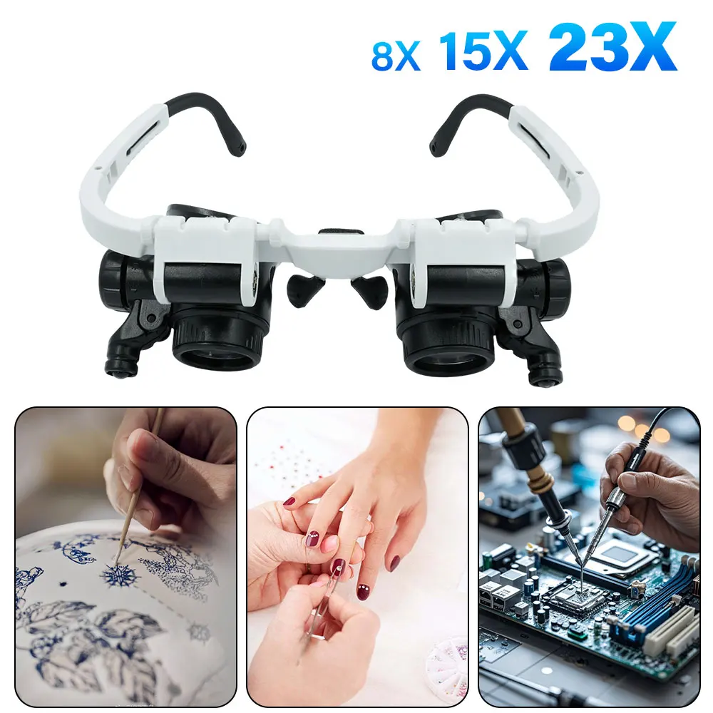 Hot sell Wearing Magnifier Glasses Magnifying 8X 15X 23X 2LED Professional Magnifier Glasses for Reading Jewelers Repair
