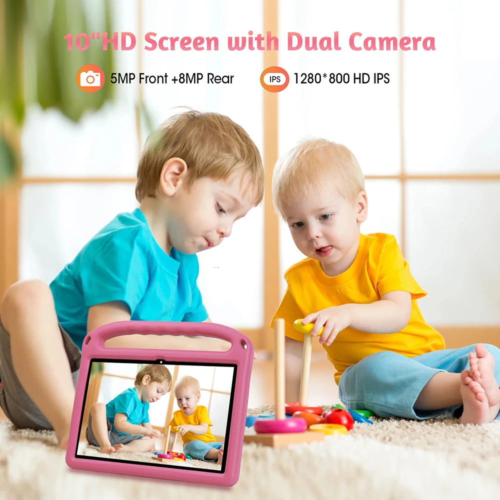 2024 Улучшенный детский планшет weelikeit 10 "Android 14 планшет для детей 8 Гб (4 + 4) 128 ГБ 6000 мАч аккумулятор двойная камера отличный планшет для малышей с детской планшетом