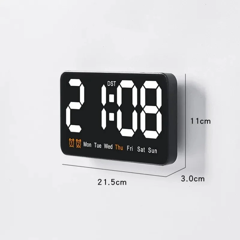 Reloj de pared Digital grande con Control por voz, reloj de mesa con repetición DST y fecha de temperatura, reloj LED montado en la pared con alarma Dual de 12/24H
