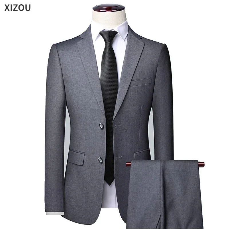 Ternos masculinos para casamento, 2 peças, 3 conjuntos, blazers, elegantes, jaquetas formais, colete, calças, casacos, completo, 2024, traje clássico de alta qualidade