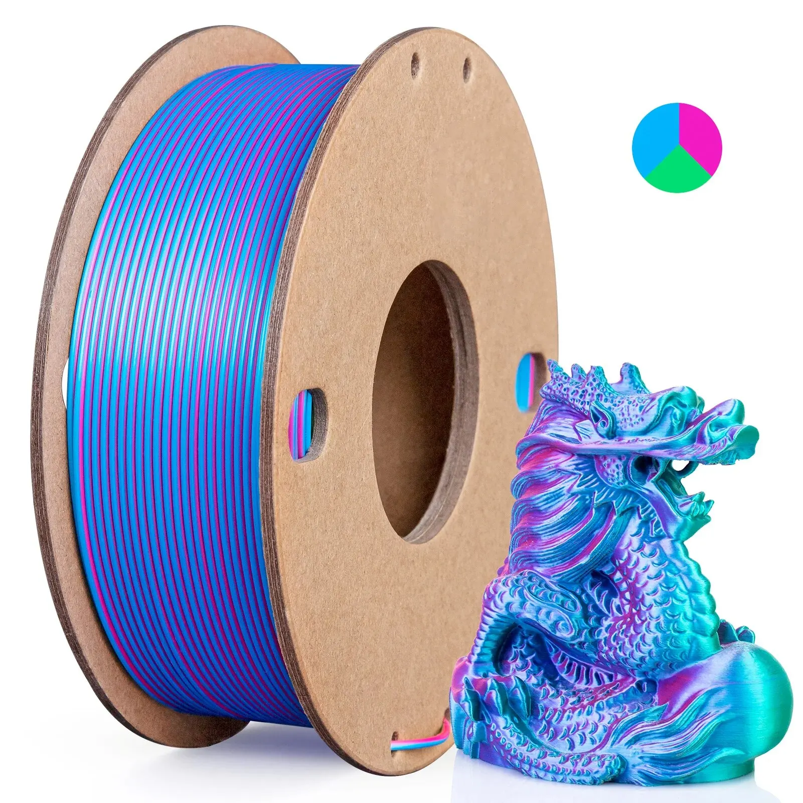 Zijde PLA 3D-printerfilament 1,75 mm Drievoudige kleuren Zijde PLA-filament 3D-printfilament 250 g 3 in1 Kleur Roze Rood Hemelsblauw Groen