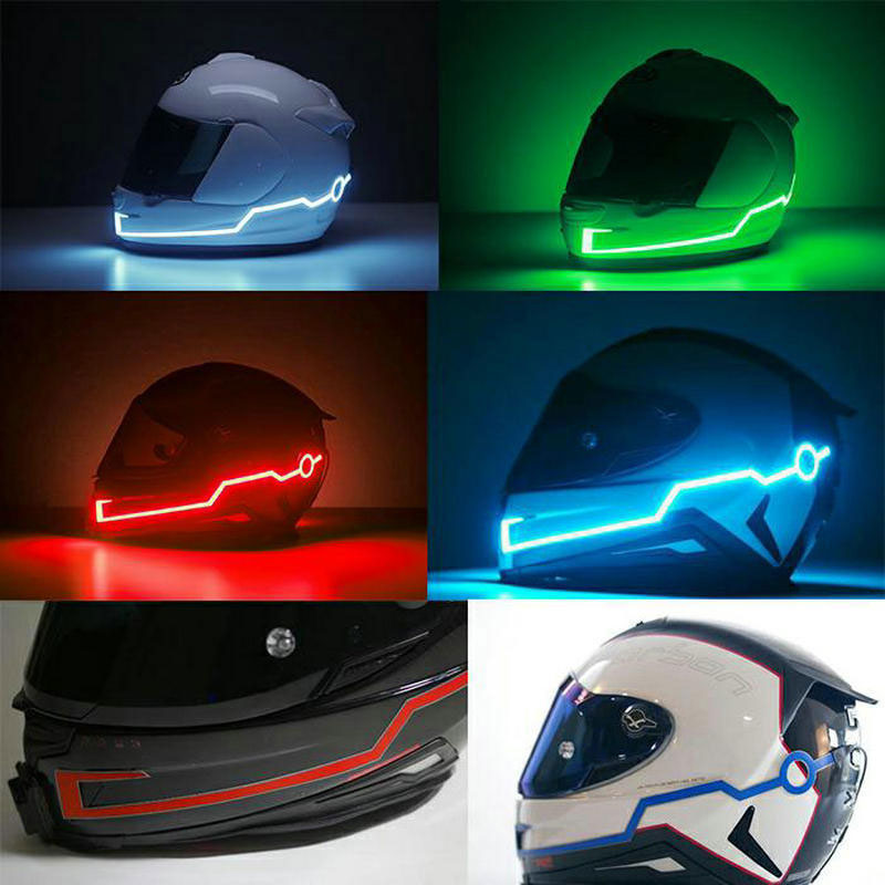 オートバイ用ヘルメットLED警告灯,ナイトライト,モーターサイクルライト,コールドライトストリップ,防水ステッカー,4点滅アクセサリー,新品