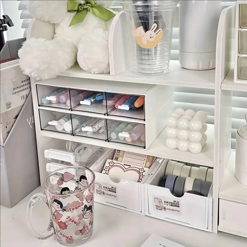 Double-Layerเครื่องเขียนOrganizerโต๊ะทํางานอุปกรณ์เสริมจัดเก็บข้อมูลเดสก์ท็อปอุปกรณ์โรงเรียน
