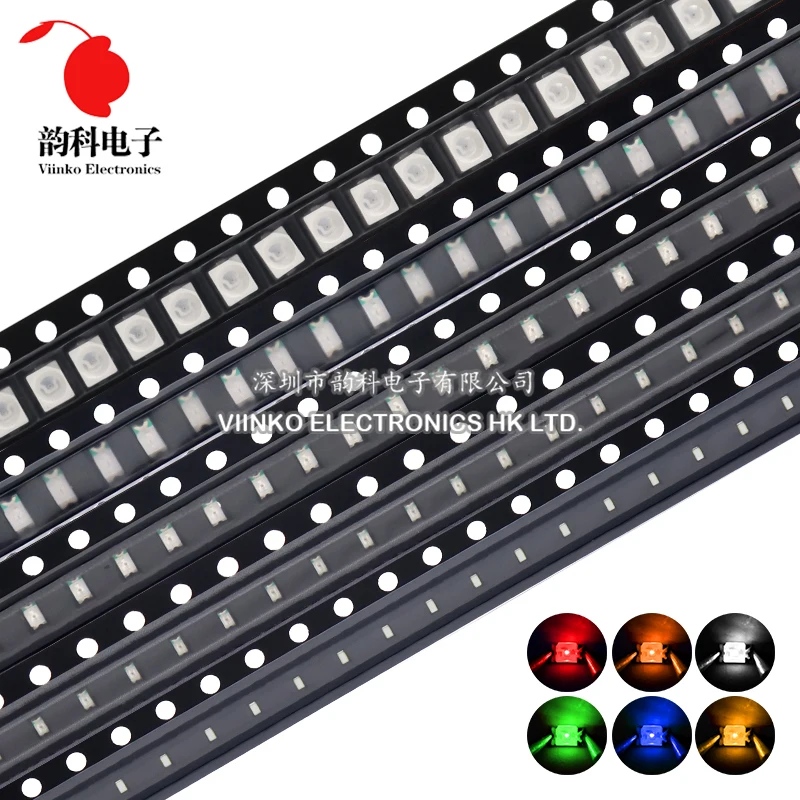 100 Uds 0402 0603 0805 1206 1210 3528 5050 SMD LED rojo amarillo verde blanco azul naranja diodo emisor de luz de buena calidad
