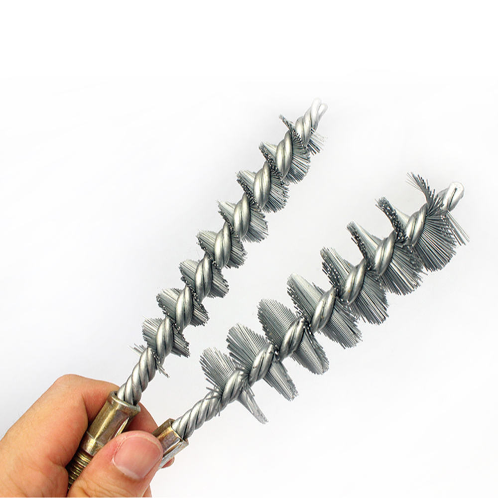 19mm - 100mm M12 Screw Industrial Machine Pipe Stainless Steel Wire Tube Brush Round Cleaning Washing Chimney Rust Removal Tool