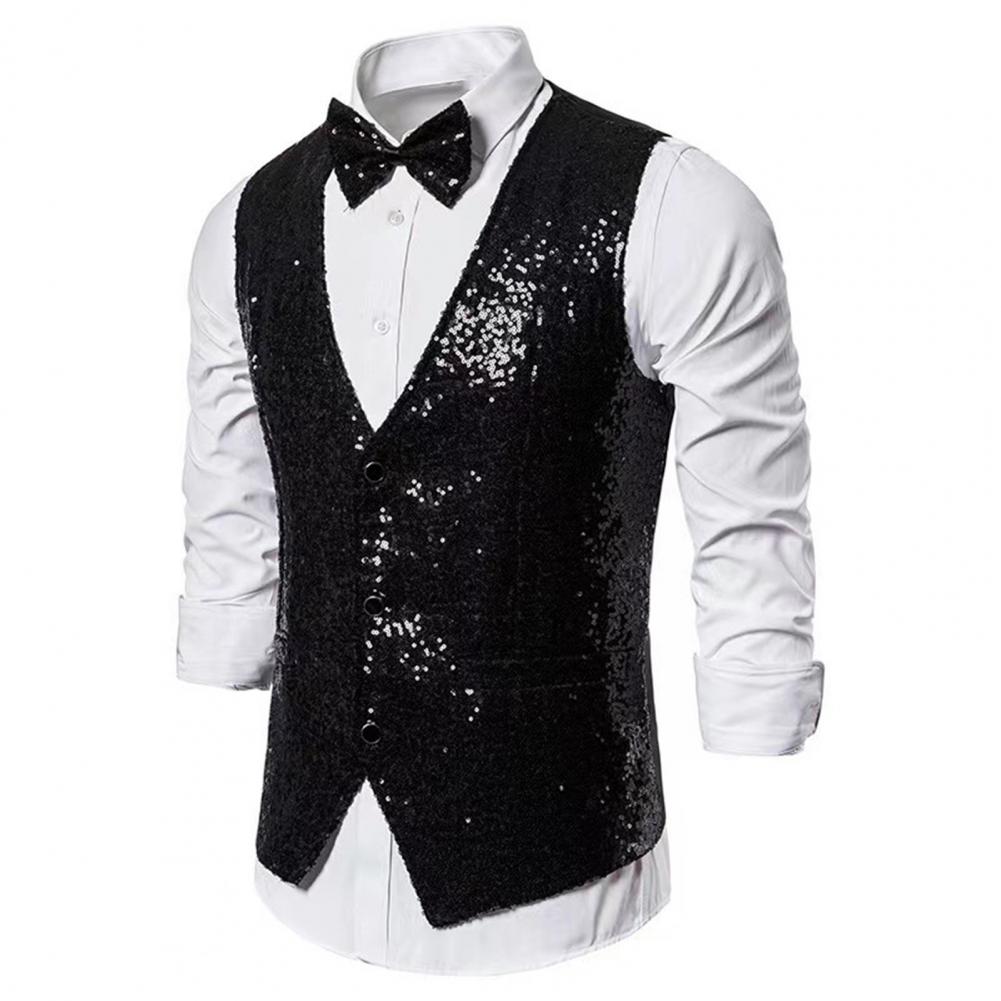 Männer Pailletten Weste Ärmellose Slim Fit Glänzende Blazer Weste Party Hochzeit Weste Anzug Weste Männer Bühne Leistung Pailletten Weste