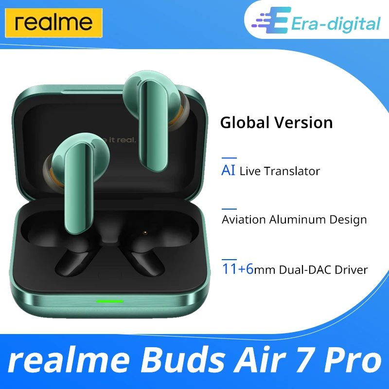 Wersja globalna realme Buds Air 7 Pro 53dB aktywna redukcja szumów prawdziwe bezprzewodowe słuchawki 48-godzinna bateria słuchawki Bluetooth 5.4