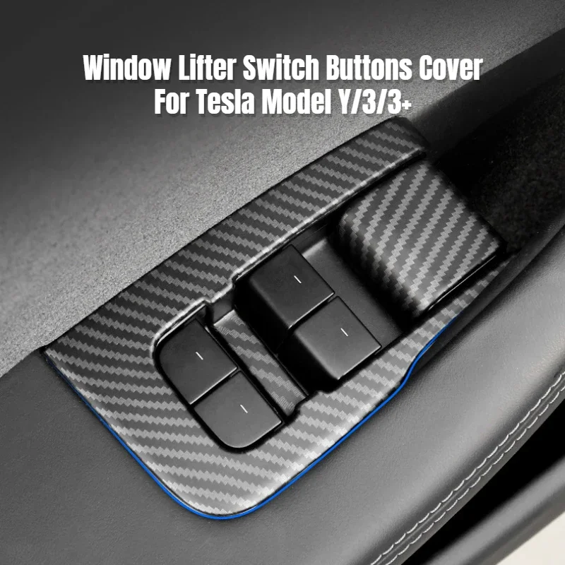 Para Tesla Model Y/3/3 + Highland elevador de ventana botones de interruptor cubierta molduras de Marcos pegatinas de botones 2017-2024 accesorios de Interior de coche