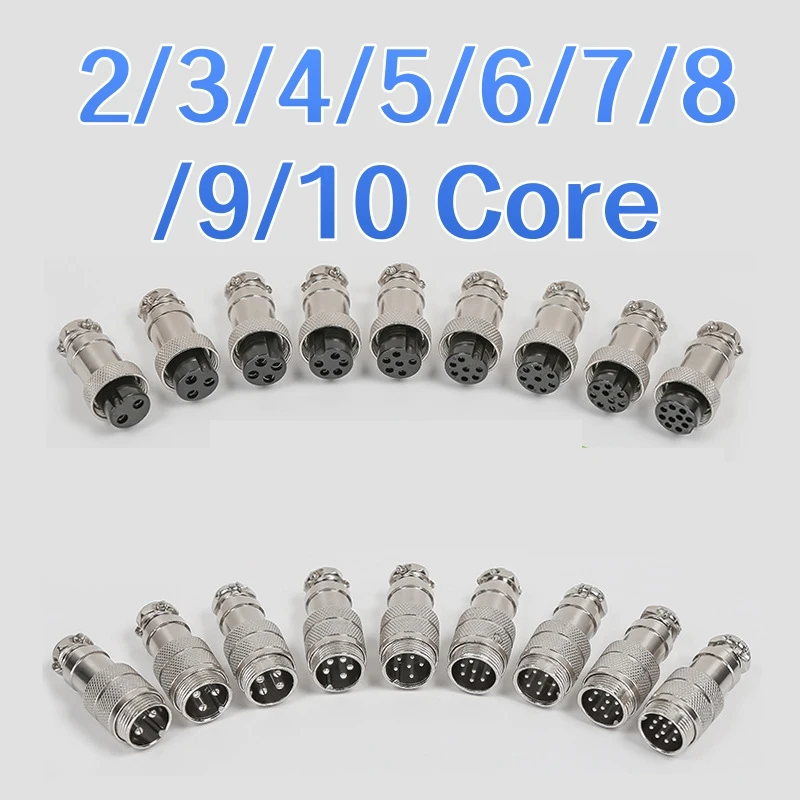Conector de aviación GX16 2/3/4/5/6/7/8/9/10 pines |   Desconexión rápida roscada M16 |   Acoplador de cable de enchufe hembra con enchufe macho IP67