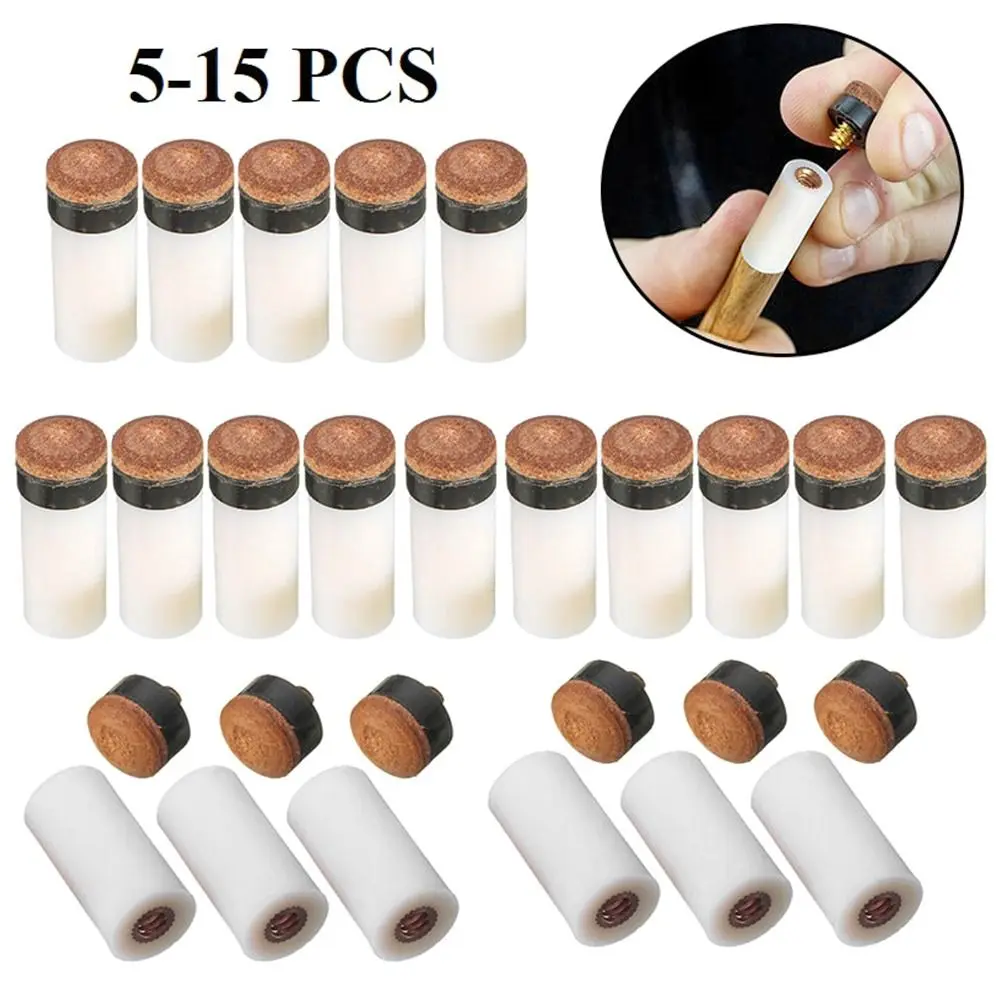 5Pcs/Pack 10/11/12/13mm Billiard Replacement Set Pool Cue Tips Pool Billiard Cue Stick Ferrules Screw-On Tips for Snooker