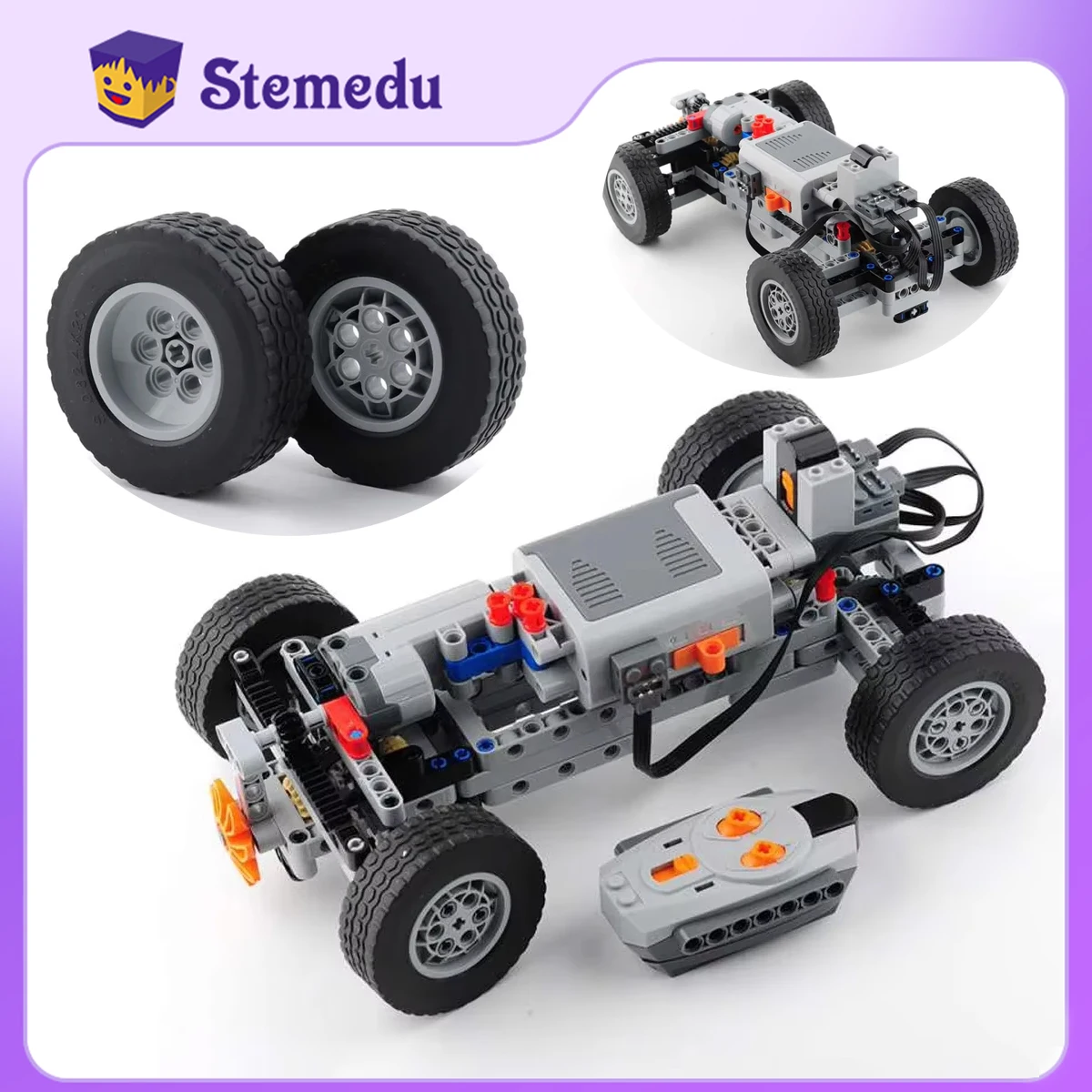 Chasis de coche teledirigido 4WD, conjunto eléctrico de tracción en las cuatro ruedas, chasis técnico de ladrillos, receptor de Control remoto IR, Kit de piezas MOC para legoeds