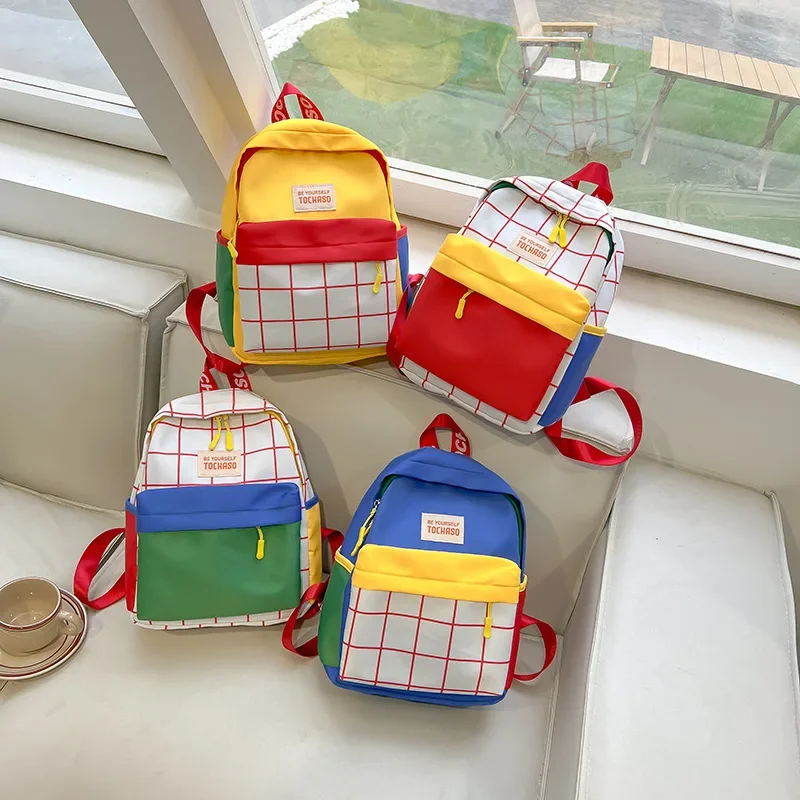 Moda cor combinando mochila infantil grande capacidade simples jardim de infância bebê respirável saco escolar à prova dwaterproof água