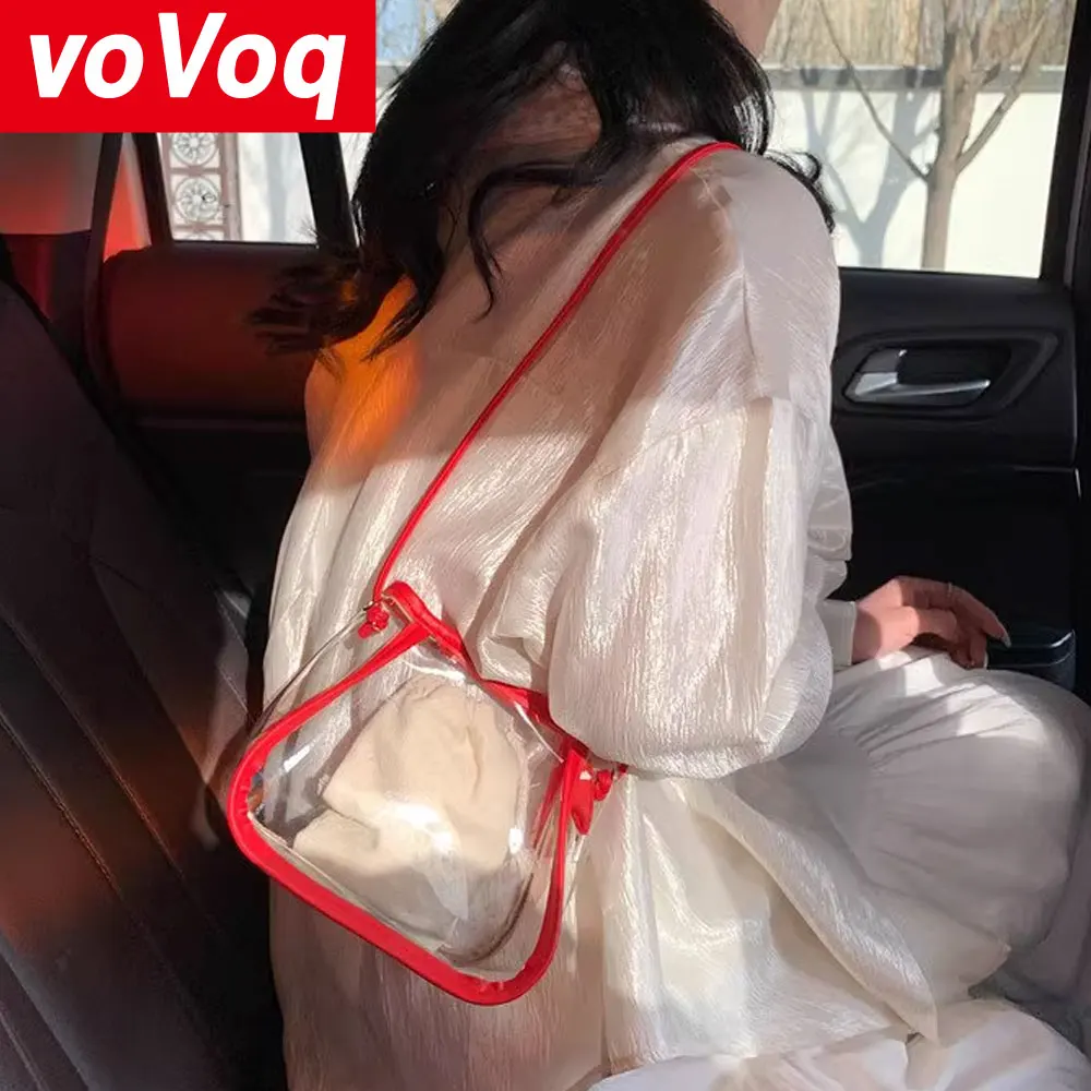 Kleine Tasche im neuen Stil, modische Mädchen-Umhängetasche, transparente Zipfeltasche, bonbonfarbene Umhängetasche für den Strand
