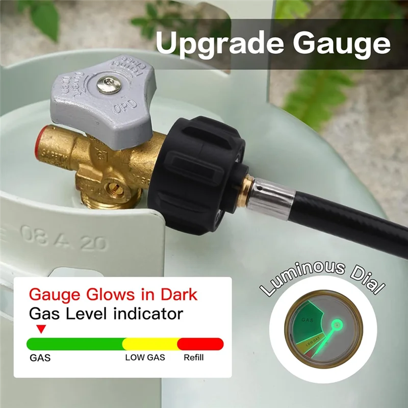HRBAJ-36 Inci Selang Adaptor Isi Ulang Propana, Panggangan Berkemah Tekanan Tinggi (Inlet QCC/Tipe 1) Konektor Adaptor Tangki Bensin Propana 1LB