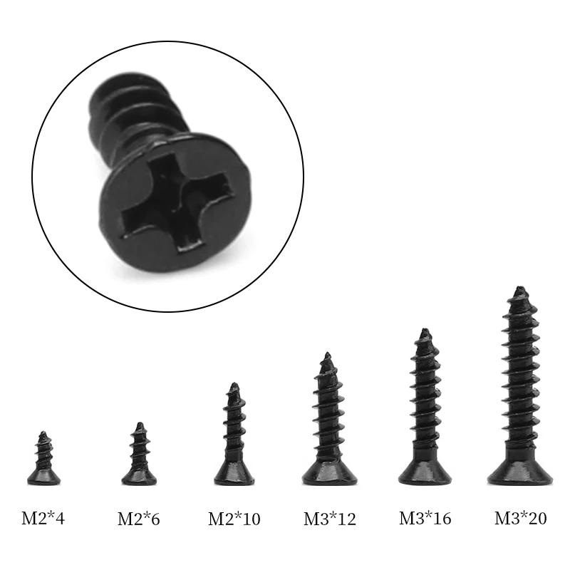 20/50 Con M2 M3 Nhỏ Micro Thép Carbon Chéo Phillips Phẳng Countersunk Chảo Đầu Tự Gõ Vít Gỗ máy Vít Laptop