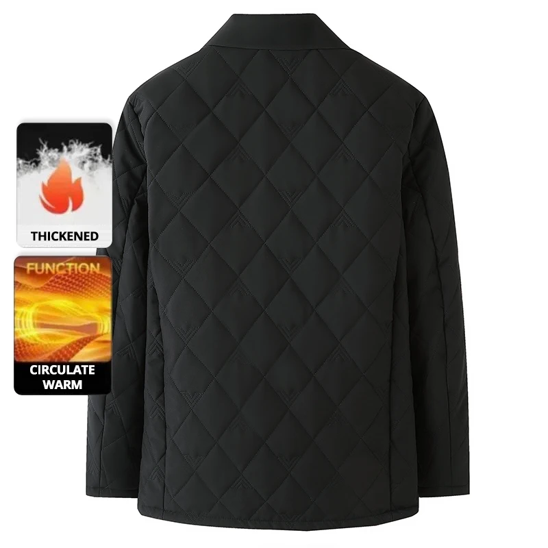 Erstklassige Herren-Parka-Jacke, Windjacke, Diamant-Stepp-Blasenmantel, Winterwärme mittleren Alters, Mantel mit Umlegekragen