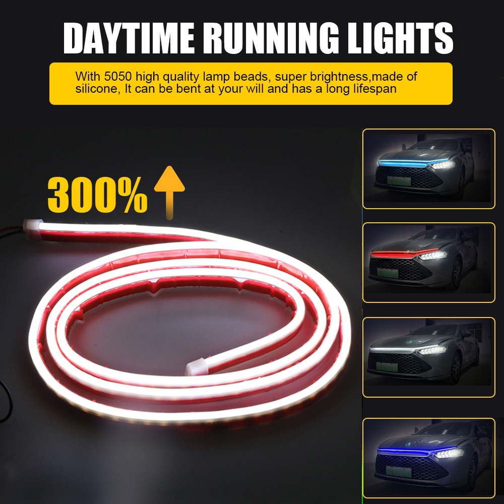 Scan Starting Led Car Hood Light Strip Decorative Lamp Flexible DRL Daytime Running Lights Auto Headlight Strips Car Assecories