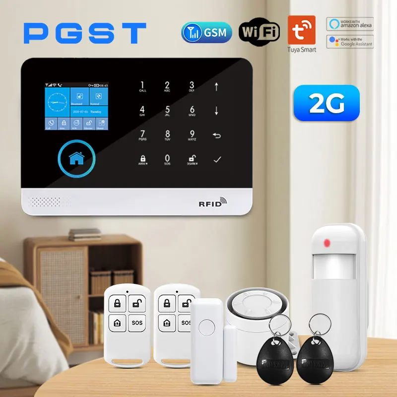 PGST 2G inteligentny system alarmowy w domu Wifi Tuya 433 MHz bezprzewodowy alarm bezpieczeństwa w domu inteligentne życie kontrola aplikacji PG103