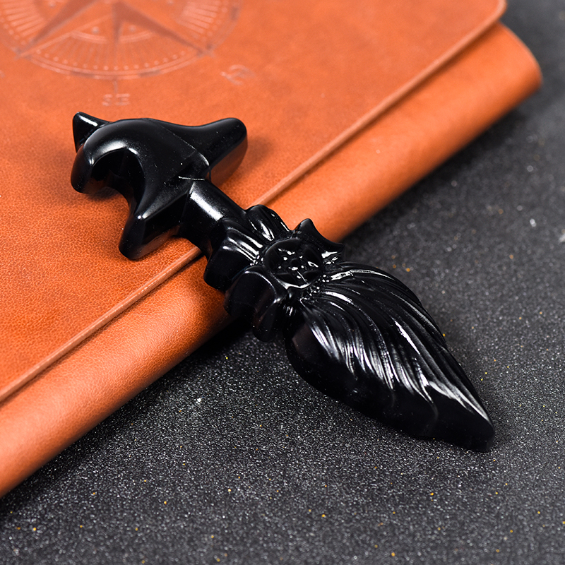 Zwart Obsidiaan Heksenbezemhoutsnijwerk