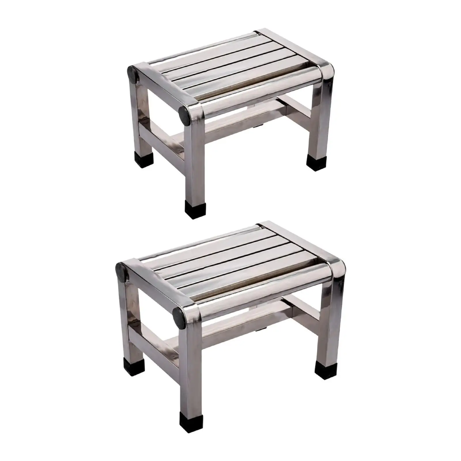 Sgabello in acciaio inossidabile Stabile antiscivolo Panca da doccia in acciaio inossidabile Sgabello con gradino in metallo per bagno Comodino Camera da letto Cucina Adulti