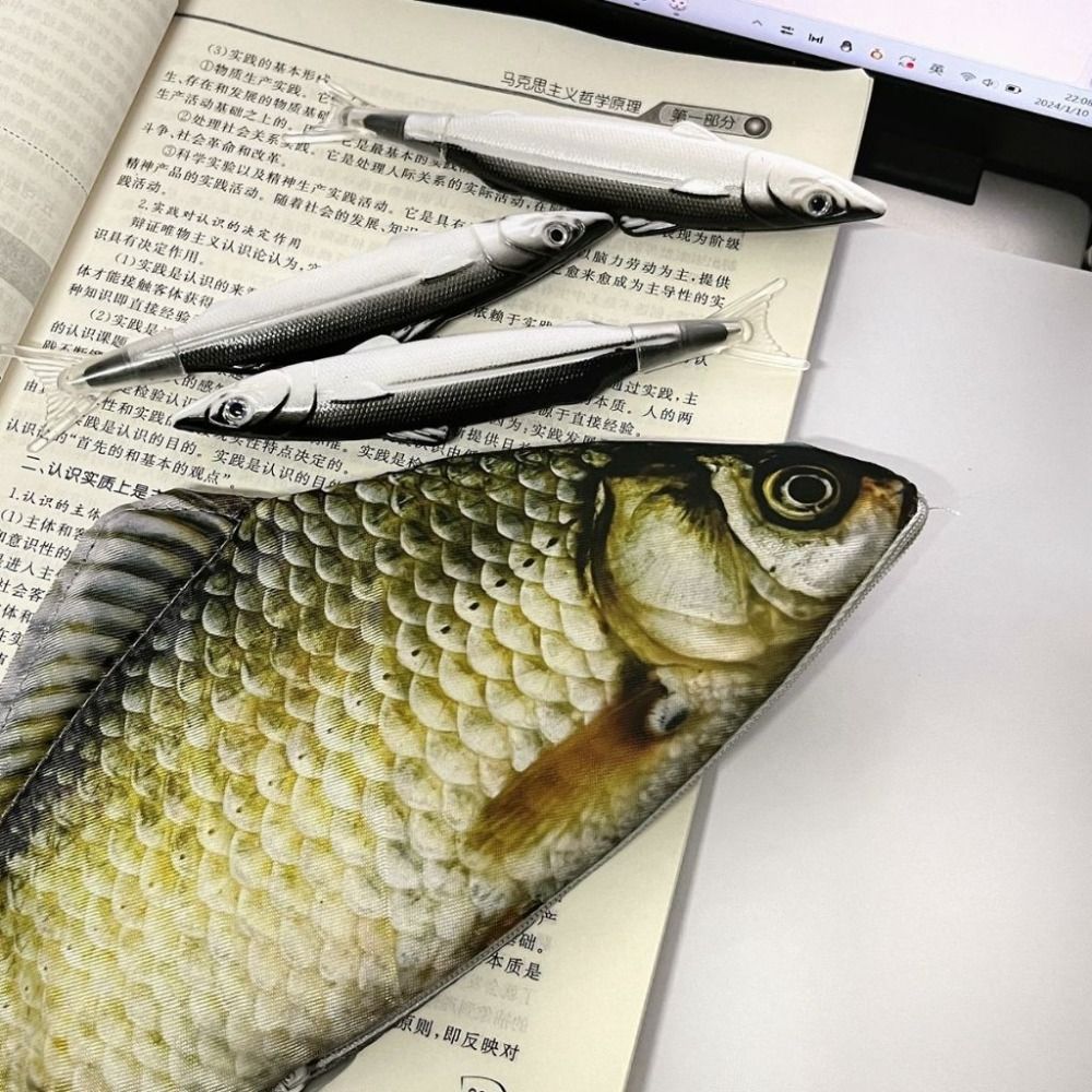 Cartoon Große Kapazität Stift Tasche Simulierte Karausche Multifunktionale Bleistift Fall Schreibwaren Veranstalter Student