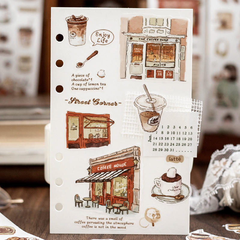 นายกระดาษ 4 สไตล์ 1 ม้วน/กระเป๋ากาแฟ Theme Washi พิเศษน้ํามัน Die Cut เทป DIY คู่มือปฏิทินสมุดภาพกรอบรูปตกแต่ง