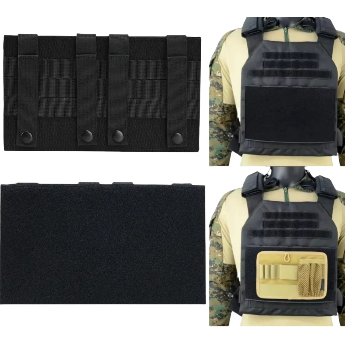Painel de remendo molle tático, placa de montagem, crachá, patches morale, placa de exibição de gancho e laço, sistema molle para caça
