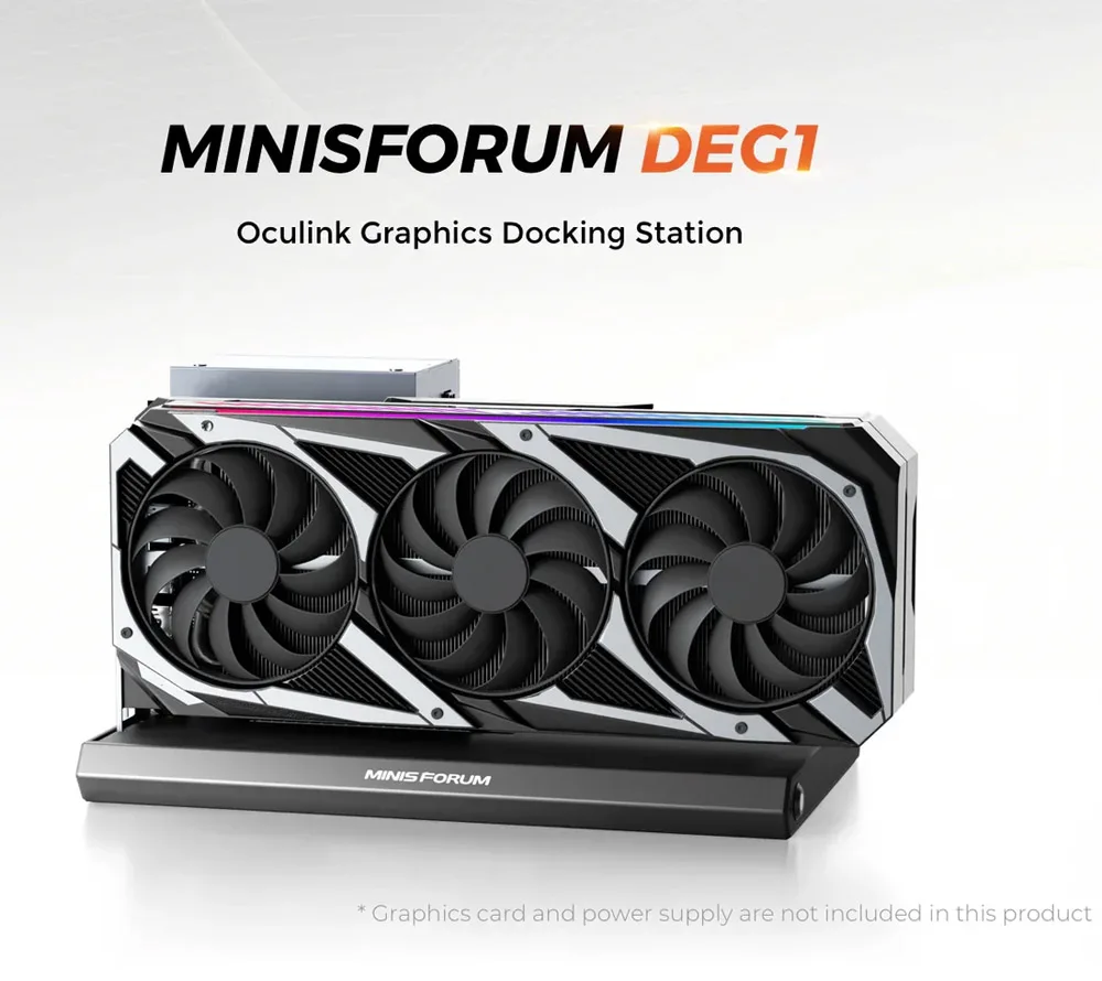 Док-станция MINISFORUM DEG1 для UM890, поддержка стандартных блоков питания ATX SFX, интерфейс расширения PCIe4.0x4, видеокамера OCulink