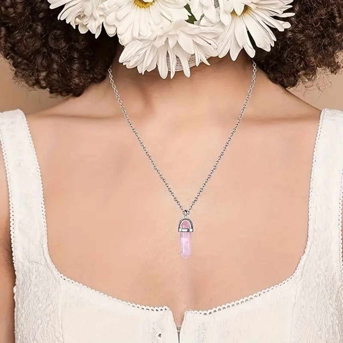 3-teiliges Rosenquarz-Halsketten-Anhänger-Set für spirituelle Energie, Hexerei, Reiki, Weihnachtsgeschenk, Geburtstagsgeschenk