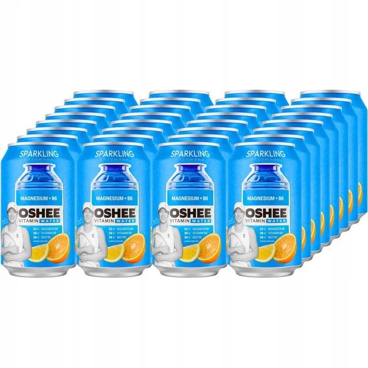 OSHEE Vitamin Water napój gazowany MAGNEZ + B6 o smaku cytryna pomarańcza 330 ml x 24 sztuki