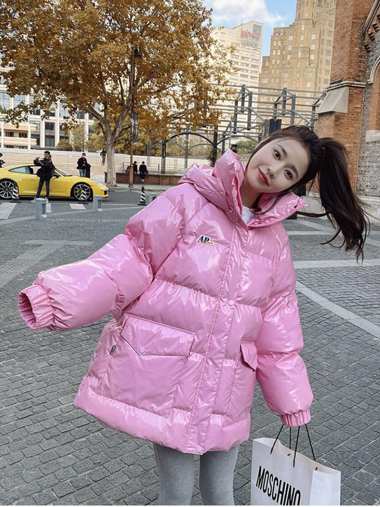 High Quality Warm Winter Woman Jacket Hooded Parka Thickened Puffer Jacket Down Cotton Coat Korean Windproof Outerwear Pink
