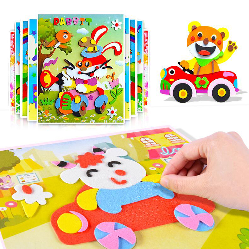 10/5Pcs 3D EVA สติกเกอร์โฟมปริศนาเกม DIY การ์ตูนสัตว์การเรียนรู้การศึกษาของเล่นเด็กเด็กหลายรูปแบบรูปแบบ GYH