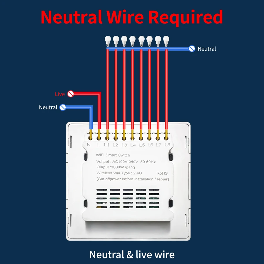 WiFi Smart Switch Brasilien Standard 4x4 Größe Tuya Smart Leben Touch Sensor 4/6 Gang Licht Schalter Sprachsteuerung Alexa Google Hause