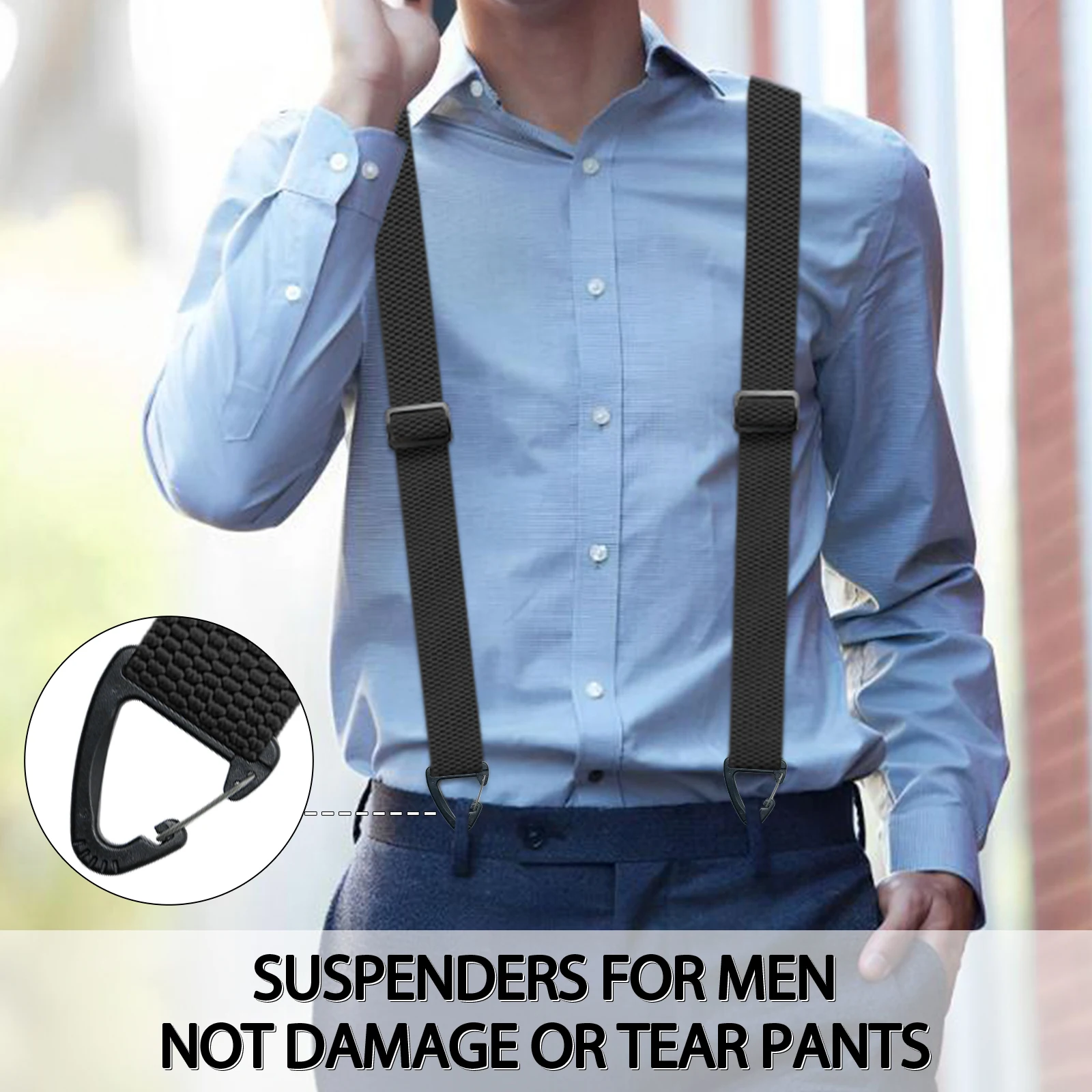 Hidden Suspenders for Men Heavy Duty Work Under Y Back Suspender Clothes 1.5 Inches with 3 Snap Loop