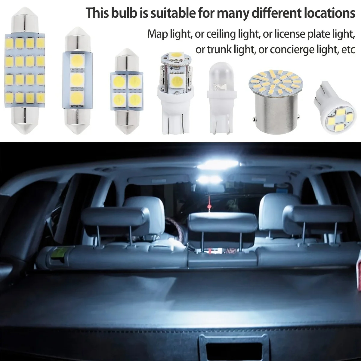 42 pçs led luzes interiores do carro t10 6000k smd led substituição placa de licença/lâmpadas leitura xenon branco interior lâmpadas