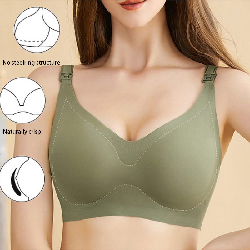 Sujetador de lactancia ultrafino con corte láser para mujer, sujetadores de lactancia acolchados extraíbles de talla grande, sujetador de lactancia de maternidad con realce
