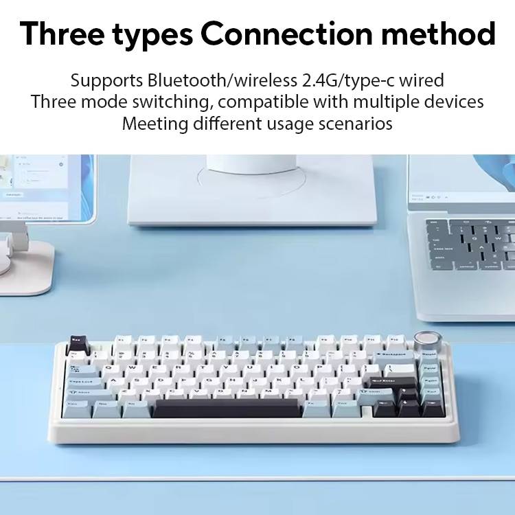 AULA F75 2.4G 무선 블루투스 유선 게임용 기계식 키보드, RGB 맞춤형 75% 레이아웃, OEM 프로파일 개스킷 구조