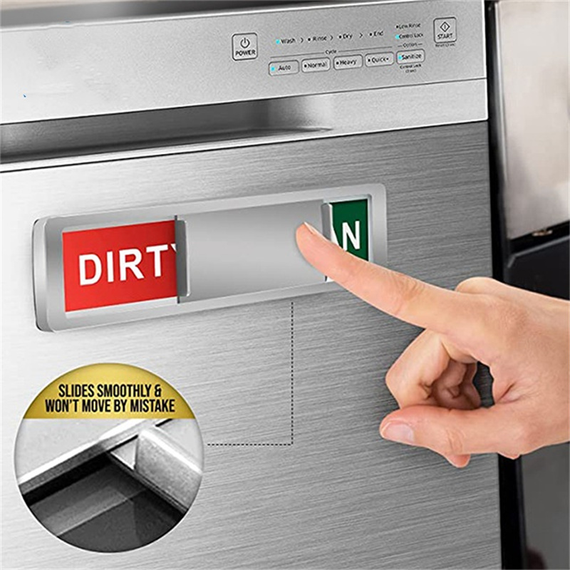 Sinal sujo limpo do ímã da máquina de lavar louça, aço inoxidável premium preto e branco não-risco/decoração da cozinha/fácil de ler & slide
