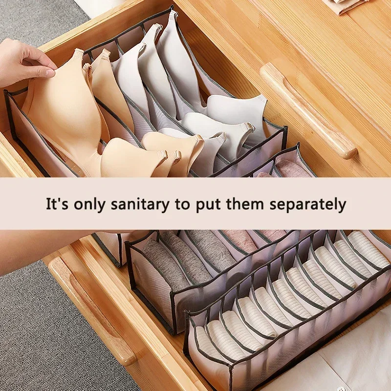 Underwear Socks Compartment Storage Box Closet Organizer Drawer Mesh Separation Dormitory Storage box Washable Organizer