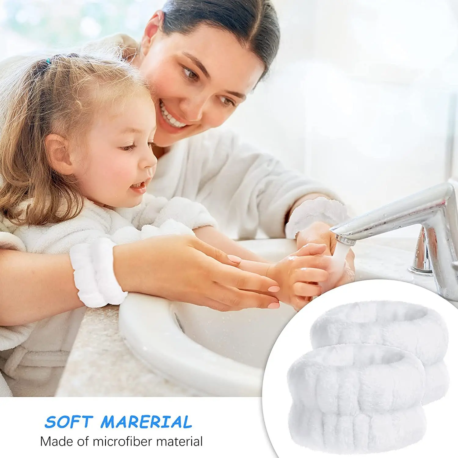 Stirnbänder zum Waschen des Gesichts für Frauen, Korallen-Fleece-Haarbänder, Manschette, wasserdichte Bänder, saugfähige Armbänder, Kopfband, Haar-Accessoires-Set