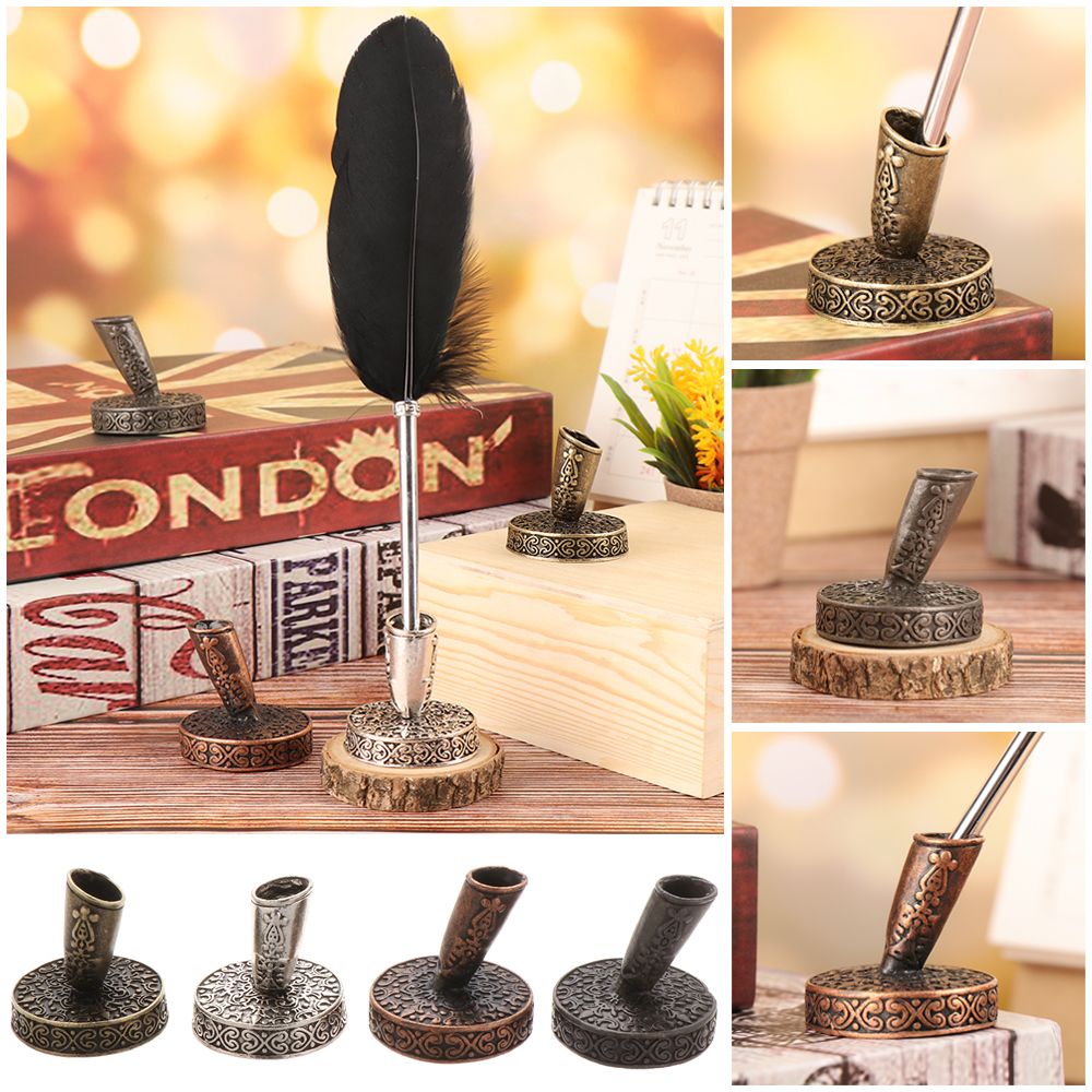 1 Máy Tính Vintage Phong Cách Châu Âu Đựng Bút Kim Loại Đế Tròn Cho Lông Lông Chấm Bút Quà Tặng Học Vật Dụng Văn Phòng văn Phòng Phẩm
