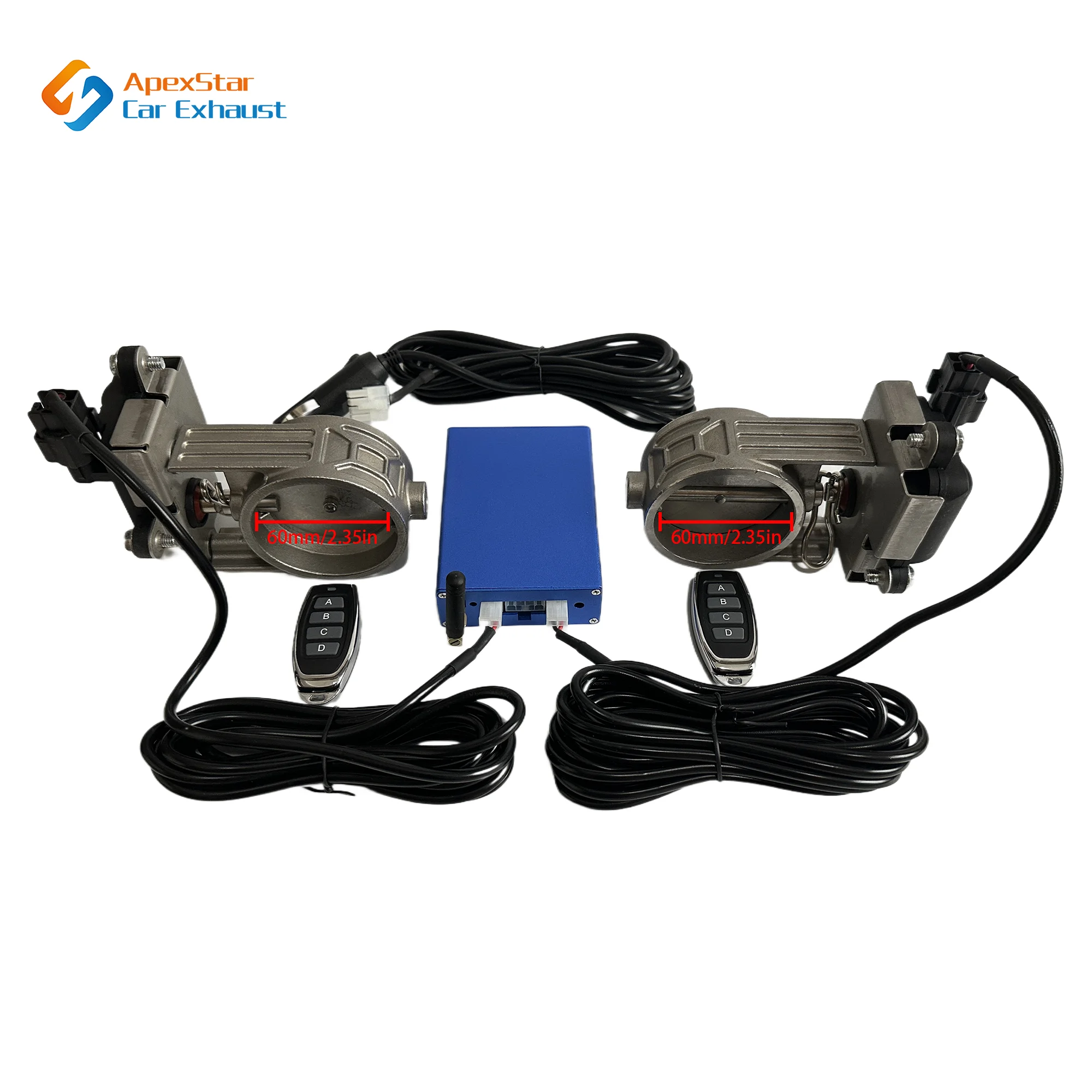 Elektronisches Ventil-Set für Auspuffrohr, universeller Multi-Winkel-Modus, 60 mm, Controller-Gerät, Fernbedienungssatz, Controller-Schalter