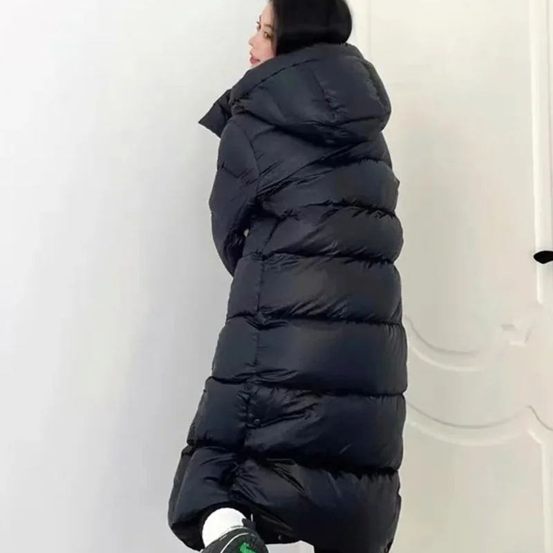 Veste ample rembourrée en coton pour femme, manteau bouffant Long au dessus du genou, coréen, noir, or, chaud, hiver, 2024