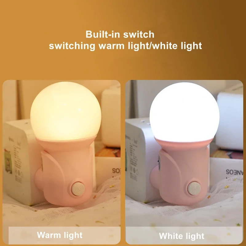 LED-nachtlampje Draagbare plug-in 2-kleuren Babyverpleging Oog Slaaplicht Slaapkamer Gang Socket Lights Energiebesparend nachtlampje