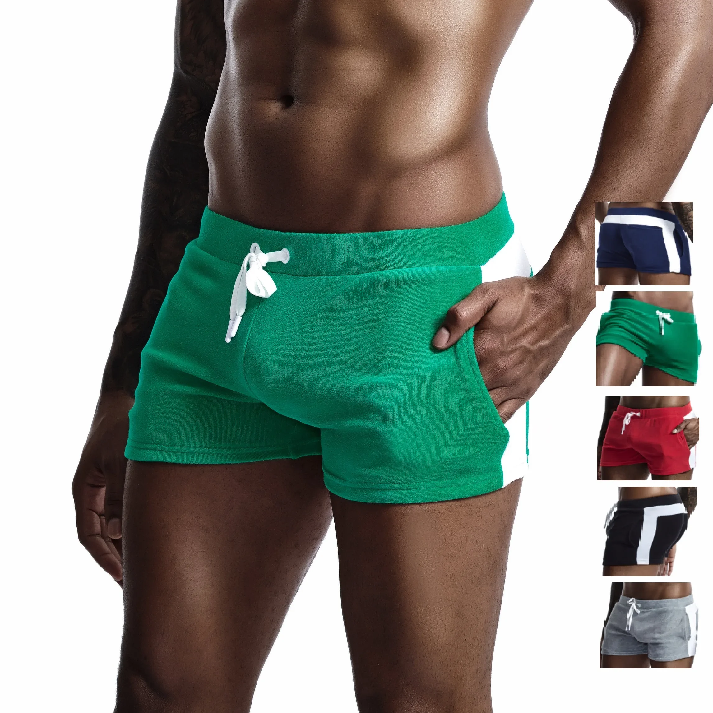 Seobean-Herren-Sweat-Shorts aus Samt, Vintage-Boxershorts, Gym-Shorts, Herrenhöschen, dick, Pocket-Jogger