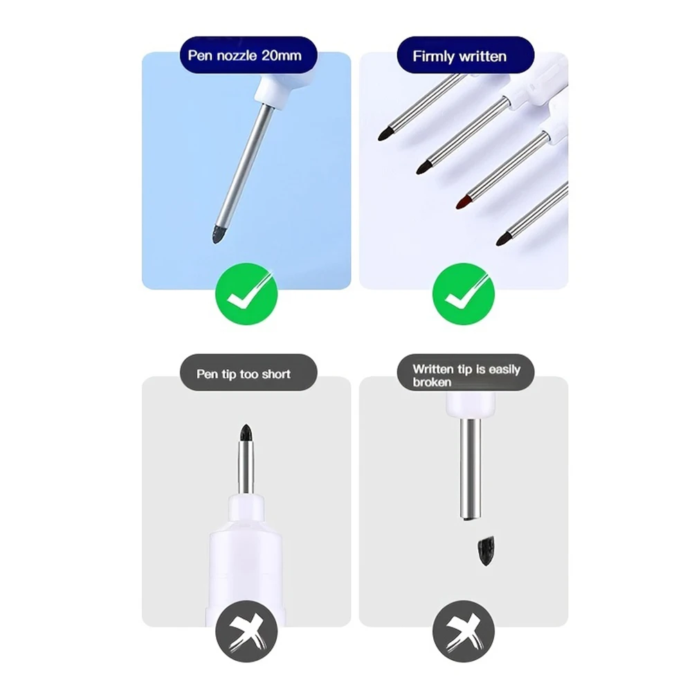 10 ชิ้น/เซ็ตอเนกประสงค์ 20 มม.หลุมลึกยาว Nib HEAD MARKER สําหรับโลหะ Perforating ปากกากันน้ําห้องน้ําไม้ตกแต่งเครื่องมือ