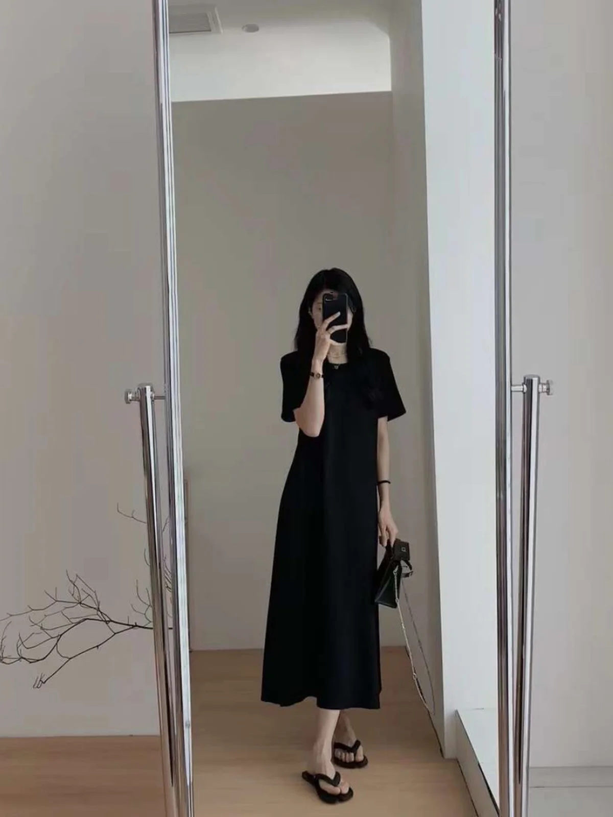 プラスサイズ黒背中の開いたクロスボディバッグ夏ルーズフィット隠すお世辞ロング Tシャツドレスプラスサイズの女性のための