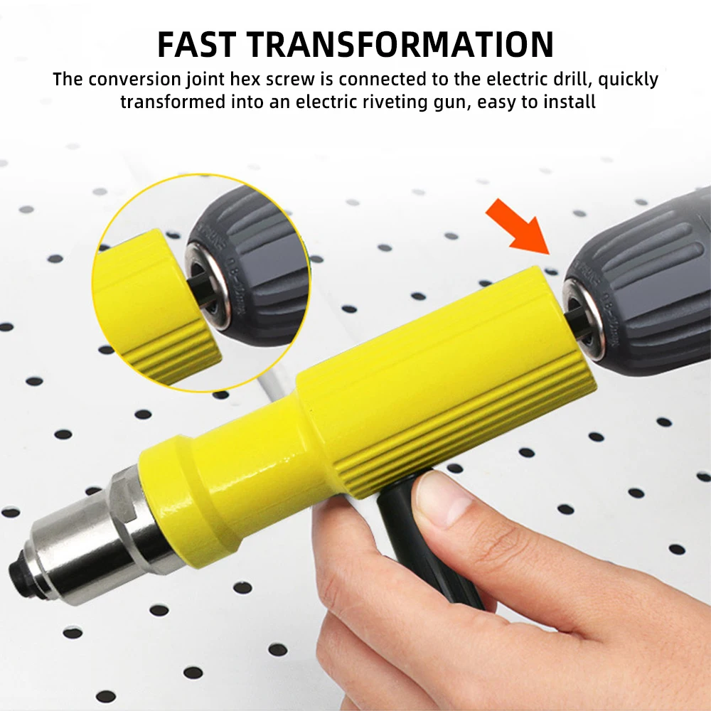 Elétrica Cordless Rivet Nut Gun, Drill Bit, Riveting Adaptador, Inserir Nail Acessórios Ferramenta, DIY, 2,2 milímetros-3,2 milímetros